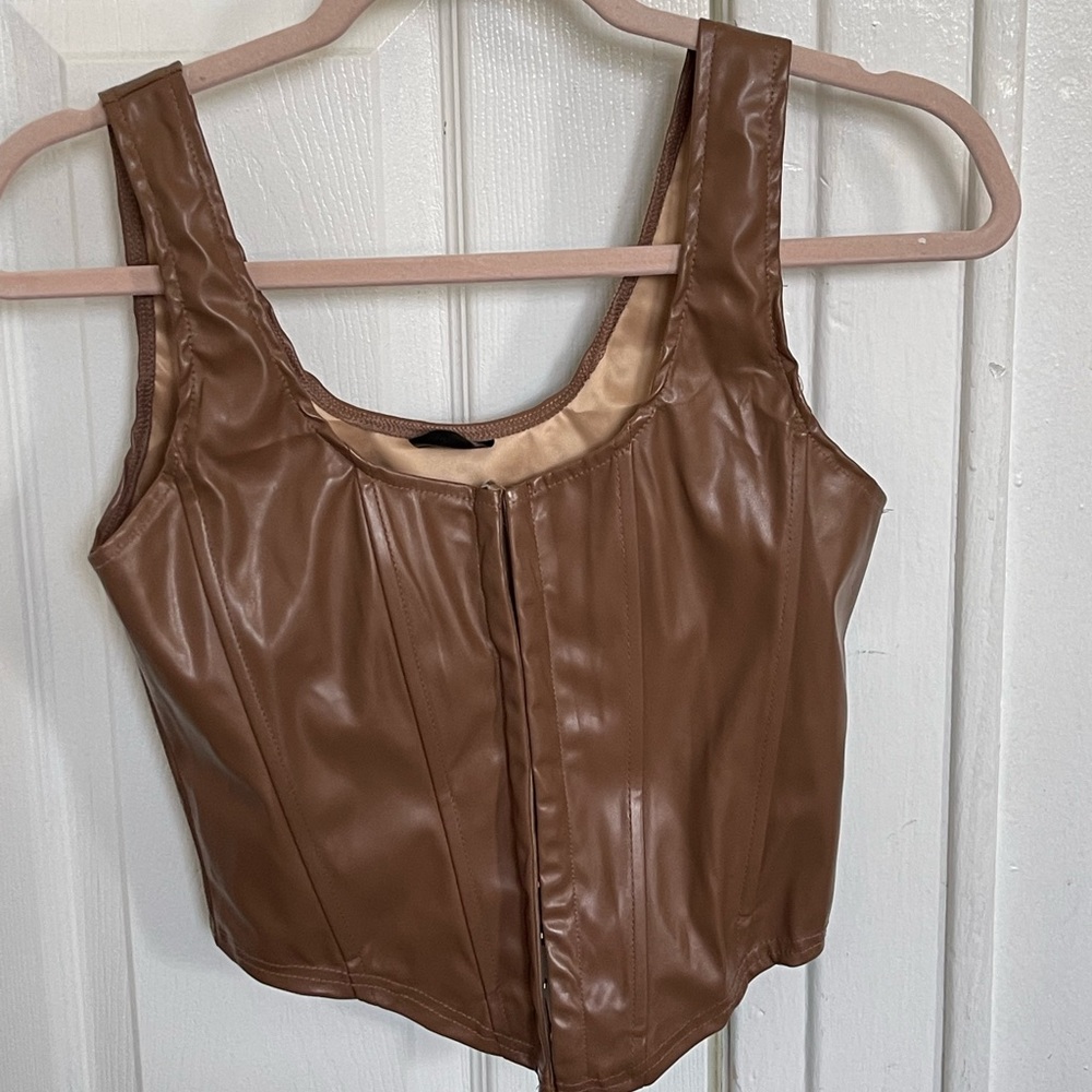 Faux leather cute top